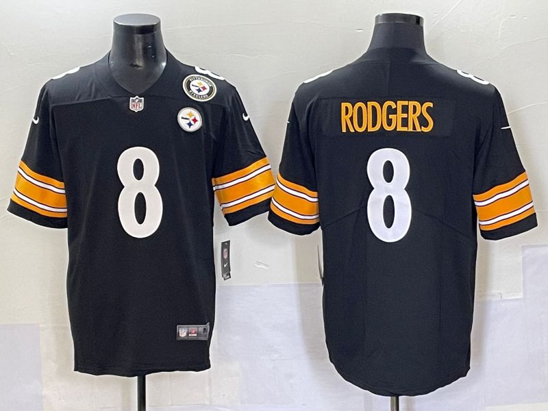 Men 2025 Pittsburgh Steelers #8 Rodgers Black white Nike Limited NFL Jersey style 2